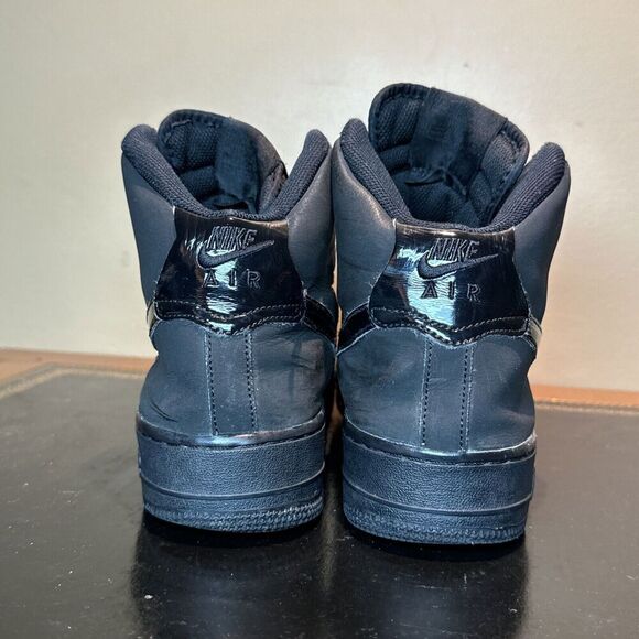 Nike Air Force 1 High Triple Black Suede 653998-001 Gs Gradeschool Kid’s Size 7Y - Picture 4 of 6